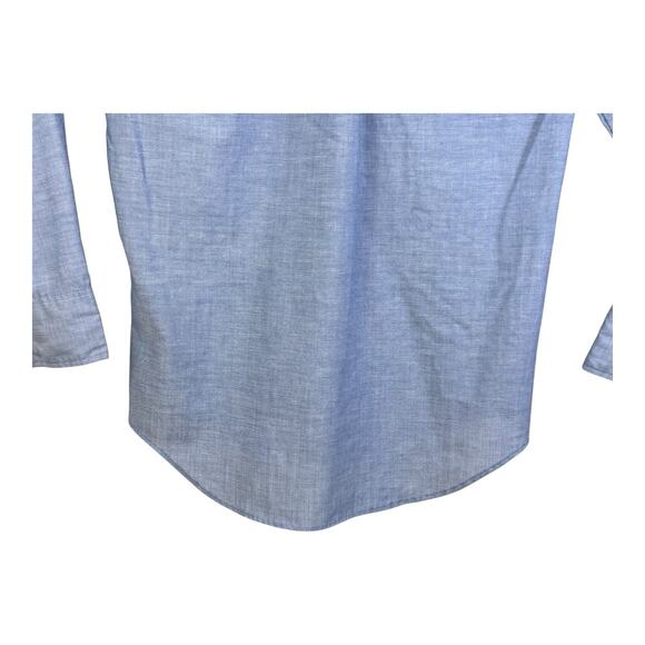 VINTAGE 70s Hall-Prest Large Button Dagger Collar Denim Color DRESS SHIRT Rare - Picture 8 of 14